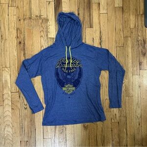 New Harley-Davidson Blue Long Sleeve Hoodie with Neon Accents size Large